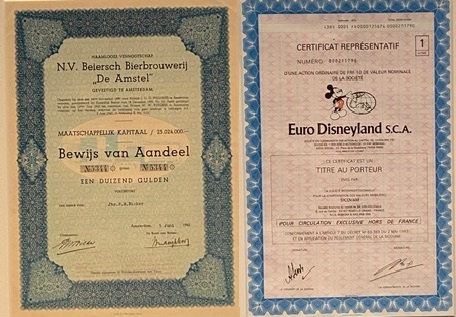 Historische effectenbewijzen ter overname aangeboden